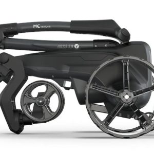 Motocaddy ME remote control golf trolley in the collapsed position for transport